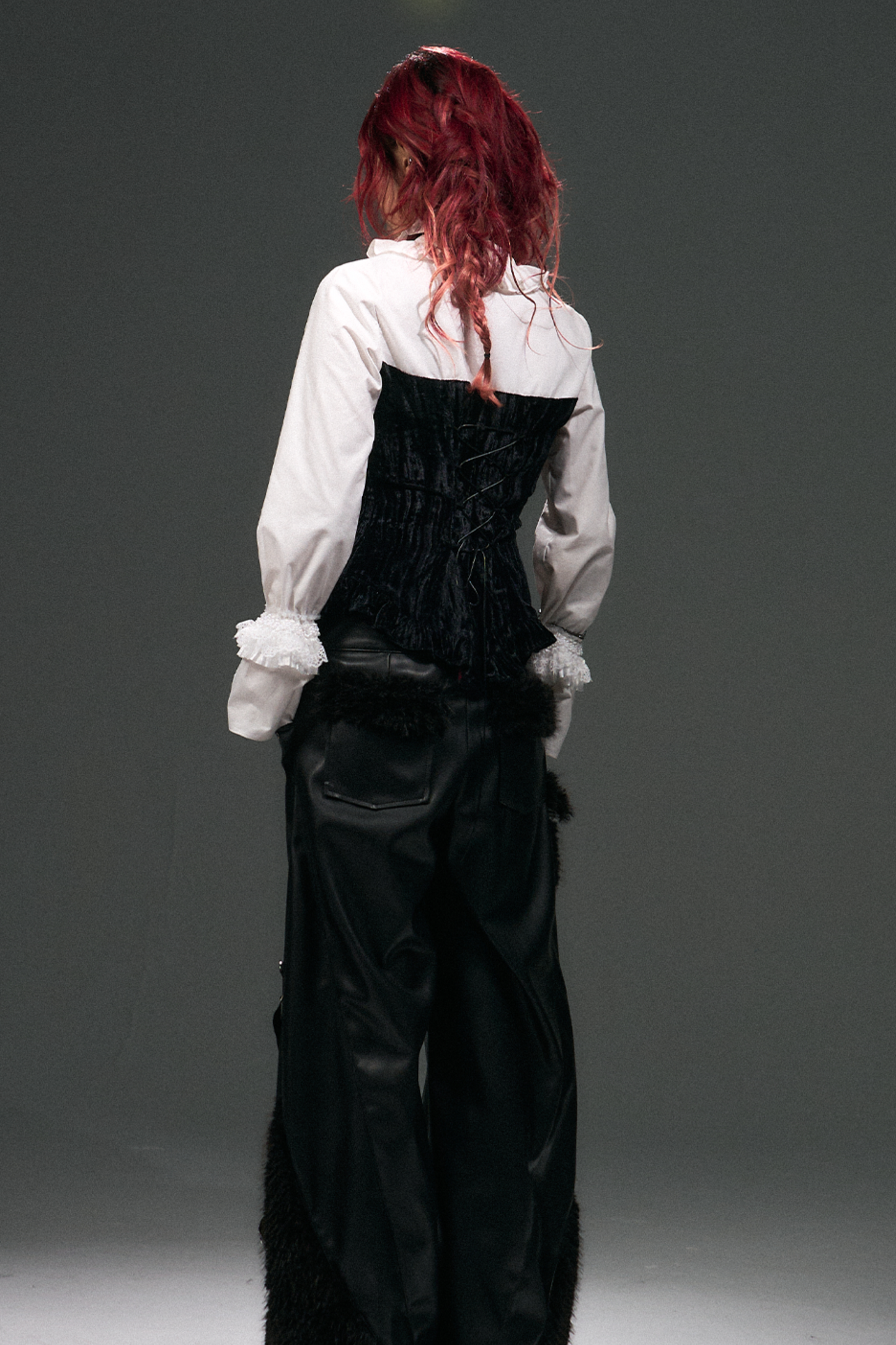 Velvet Lace Up Blouse