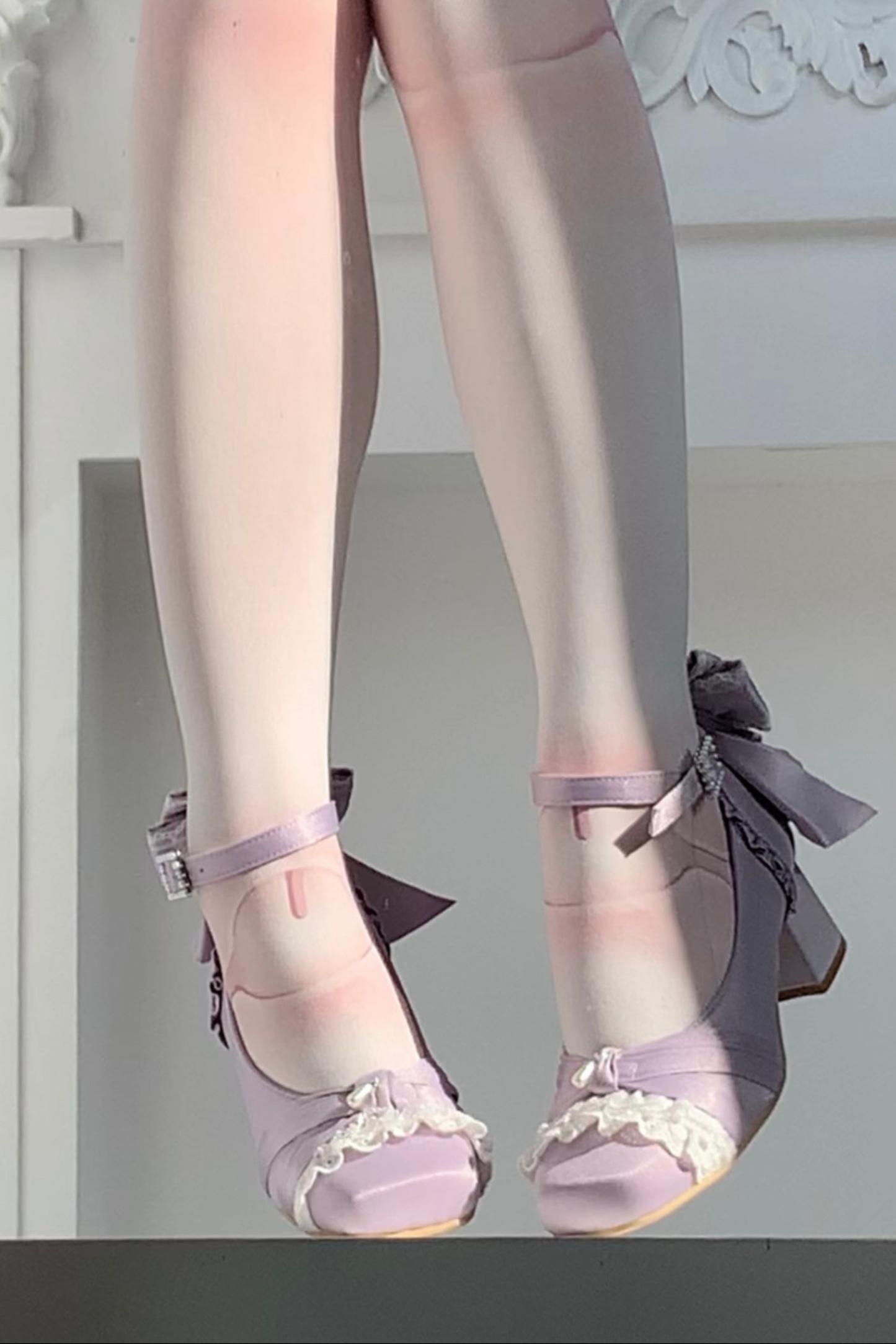 Lace-up Square Toe Ballet Heels