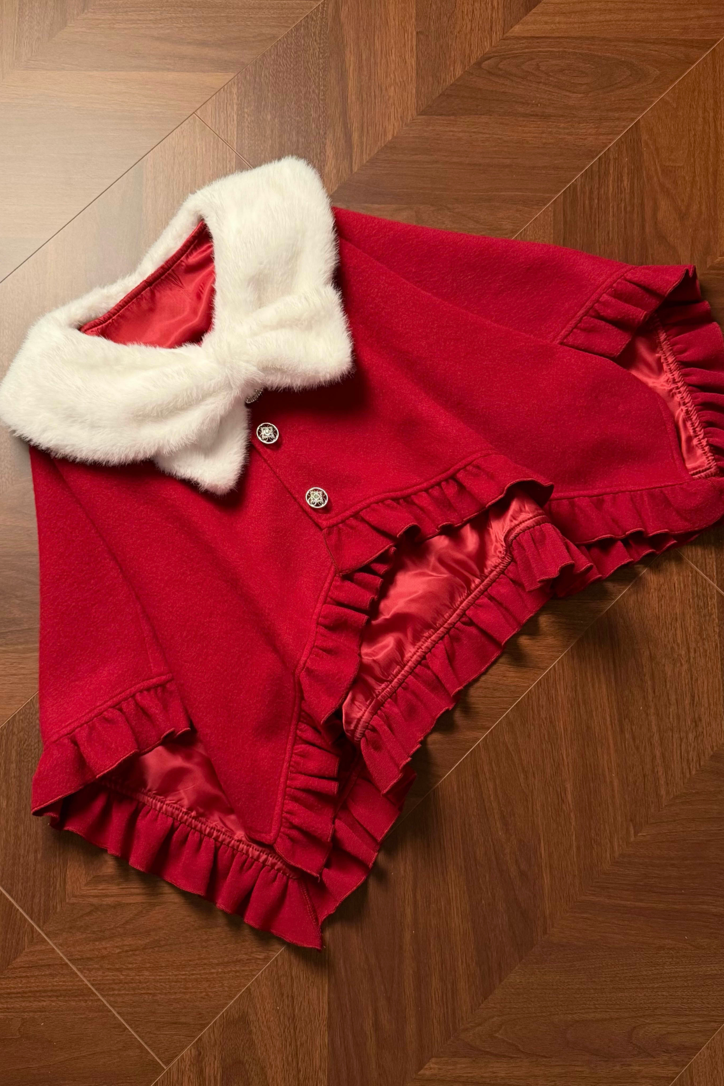 Red Wish Ribbon Dress + Cape