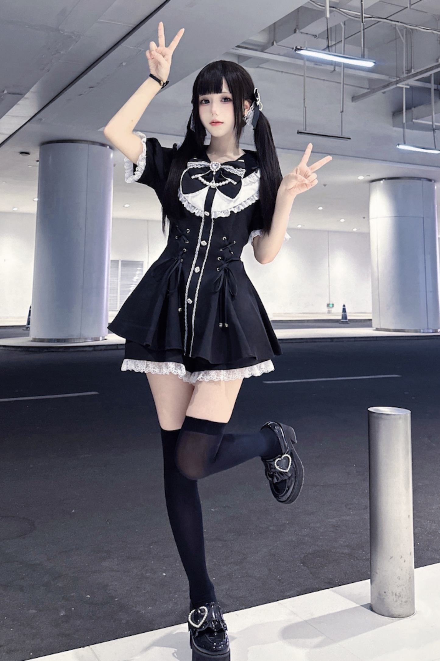 Ribbon Puff Sleeve Top + Inner Pants