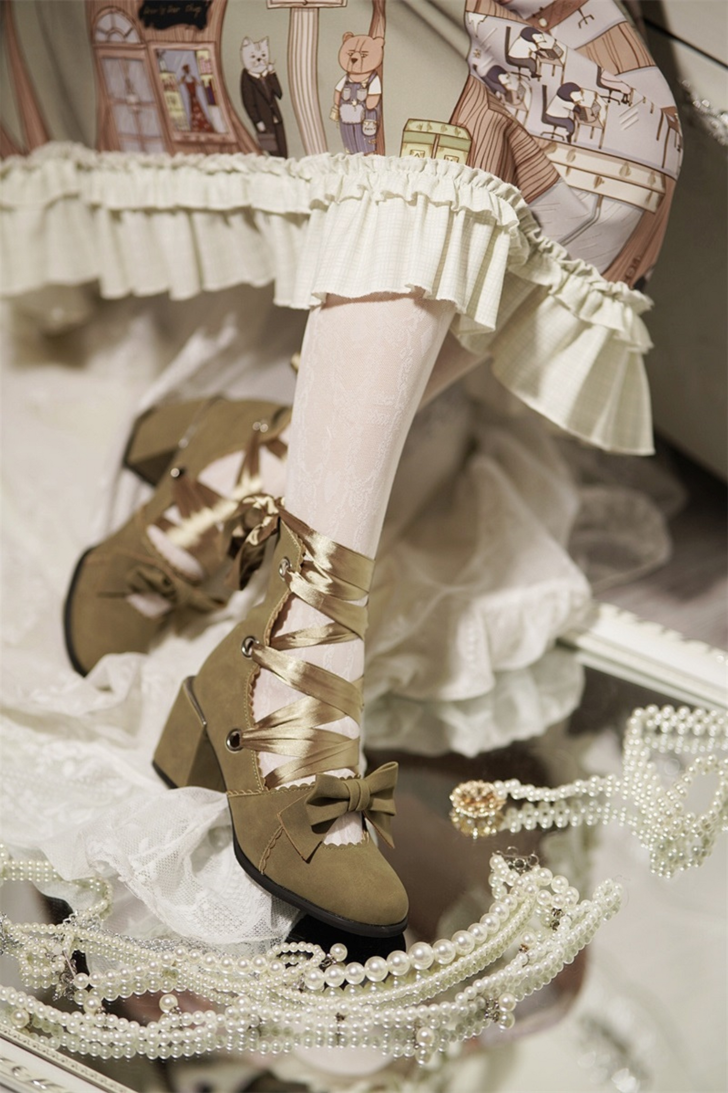 Ribbon Lace-up Lolita Shoes