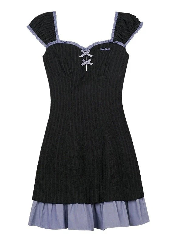 Purple Ruffle Little Black Dress