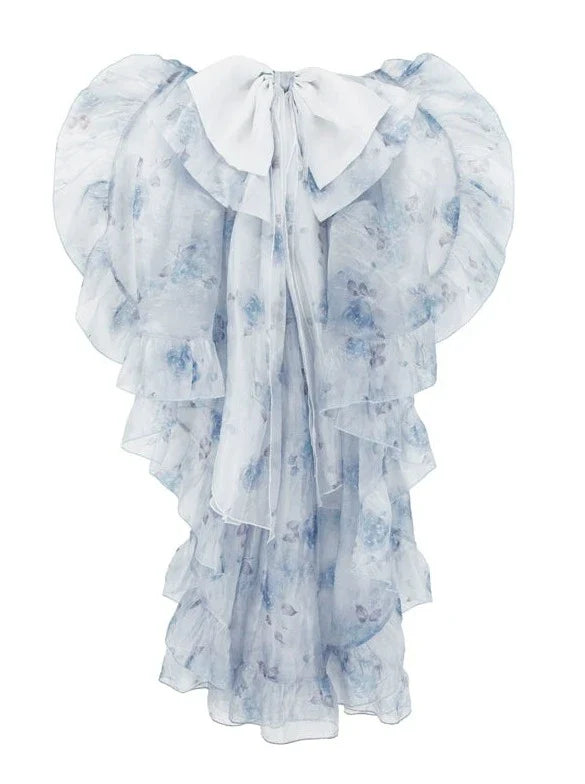 Ballet Style Fishbone Suspender Dress + Sheer Blue Skirt