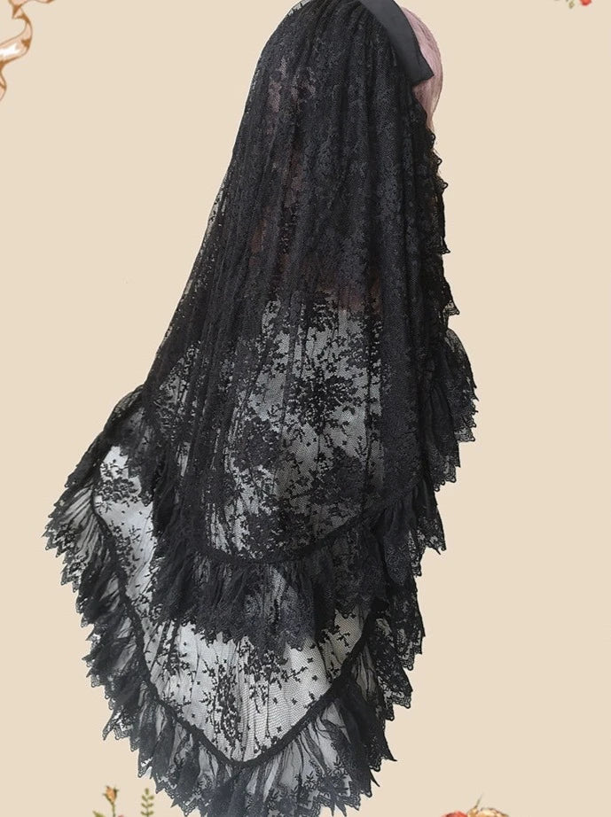 Cross Lolita Dress + Short Jacket + Headband + Veil + Collar
