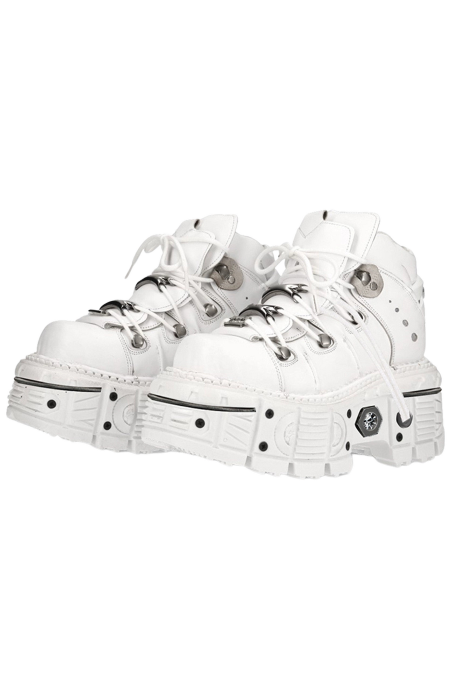 Pure White Accent Design Platform Shoes