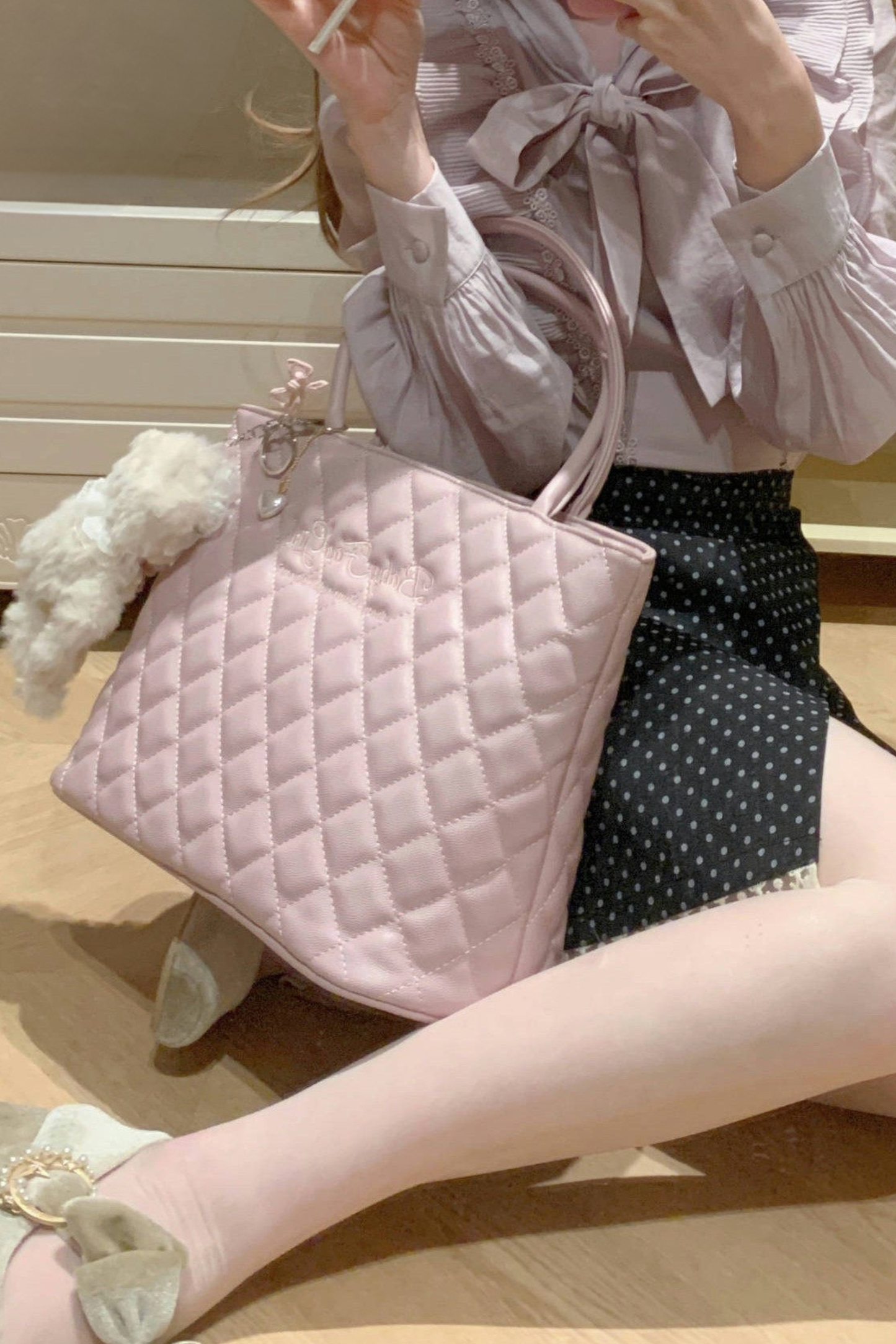 Sweet Quilted Tote Bag