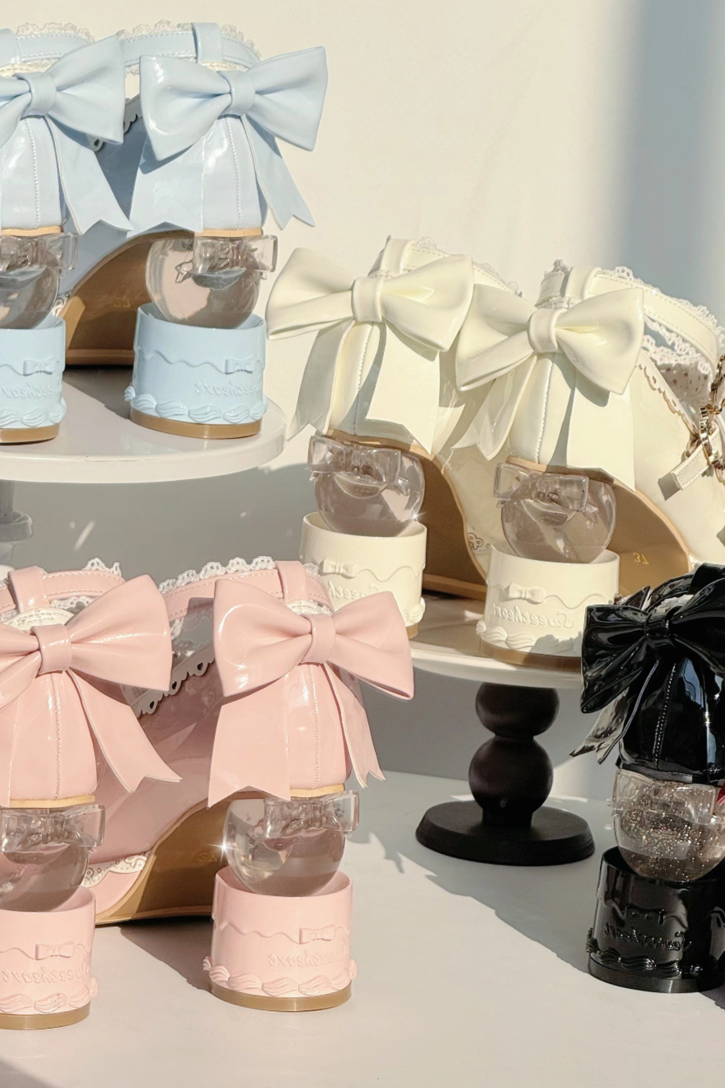 Ribbon Lace Lolita Crystal Heels