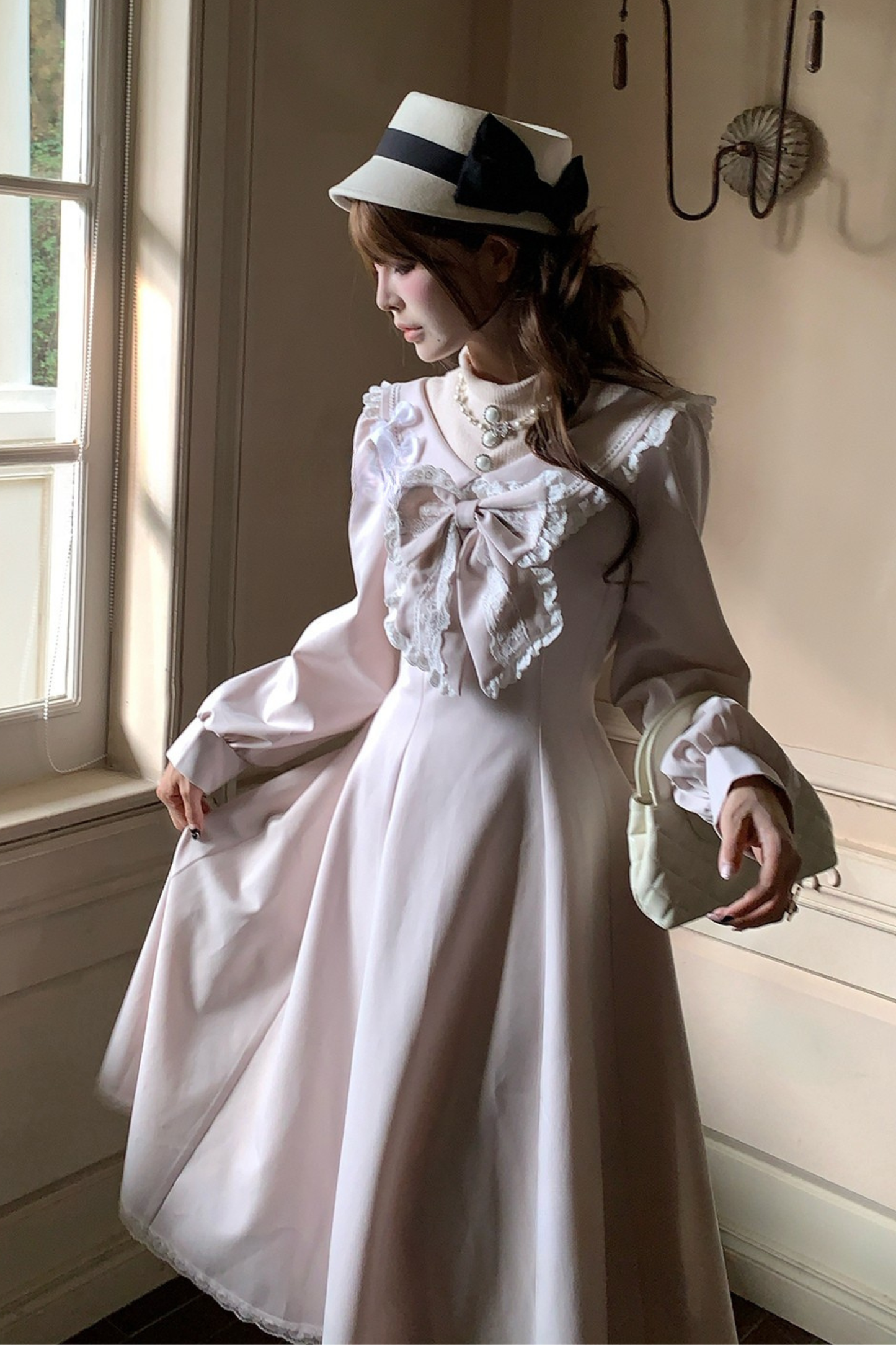 Sweet Ribbon Flare Long Dress