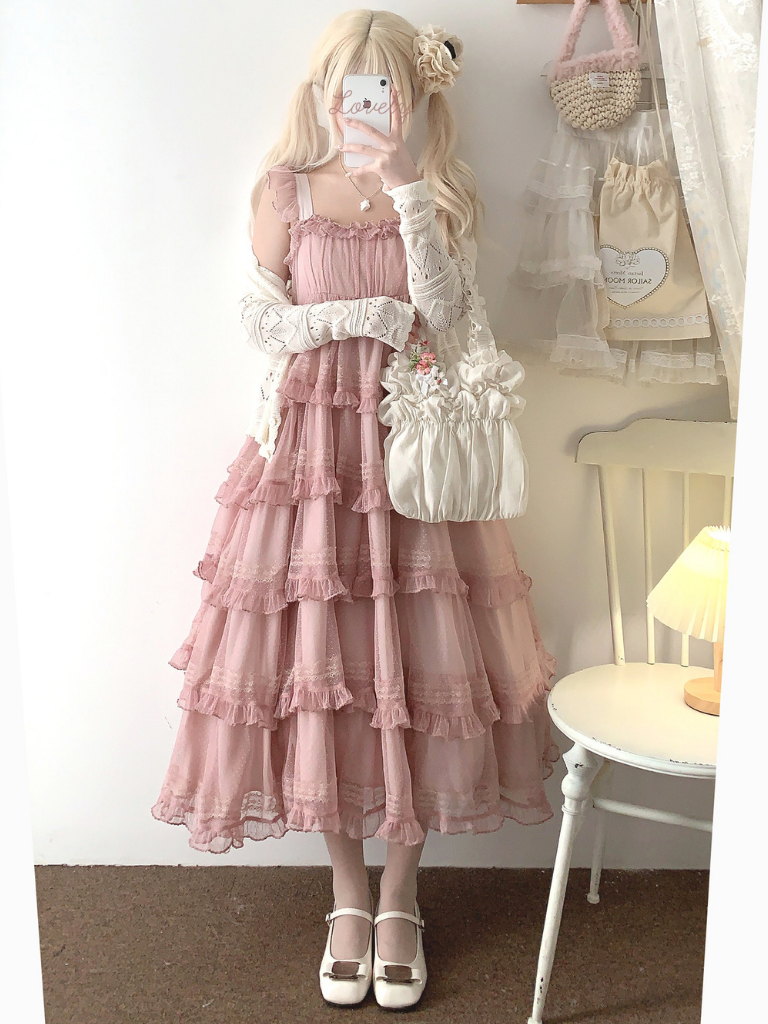 Lace Layered Tiered High Waist Dress