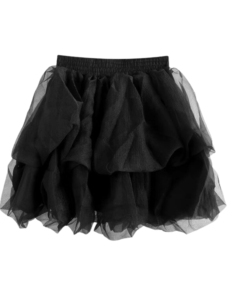 Cool Spicy Black Lace Up Bustier + Tulle Skirt