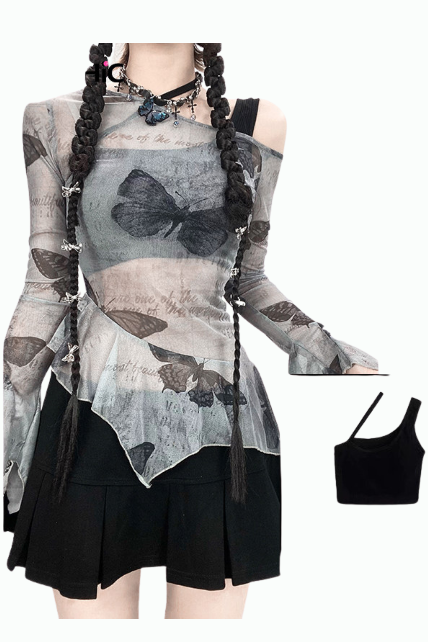 Butterfly Mesh Off Shoulder Blouse + Inner