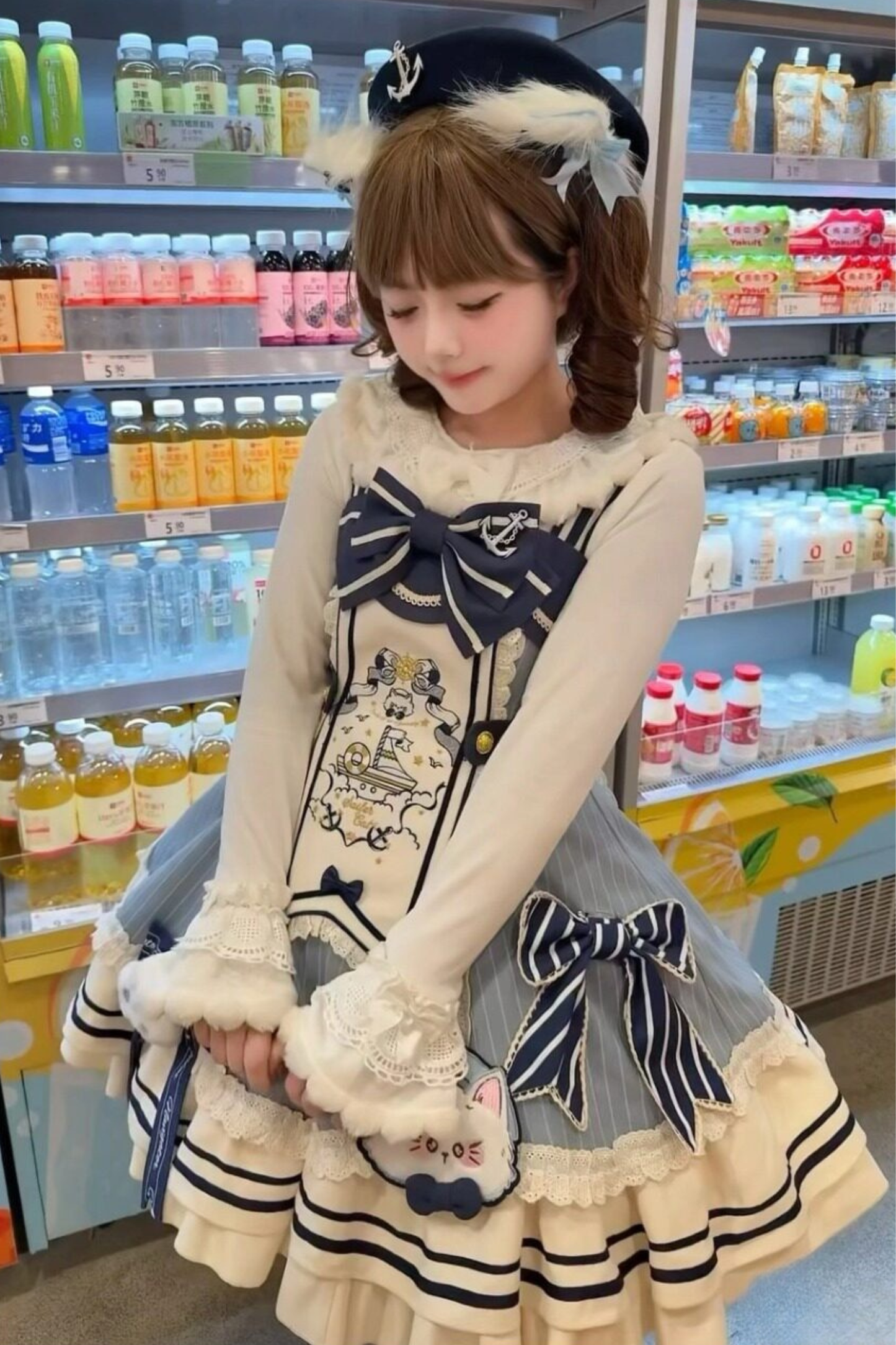 Candy Sailor Jacket + Jumper Skirt + Cat Hat + Headband