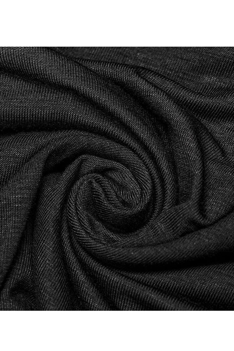 Black Punk Personality Left-right Asymmetrical Knitted Stitching Hooded T-shirt