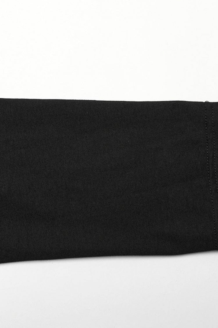 Black Long Sleeves Faux Leather Stitching Steampunk Blouse