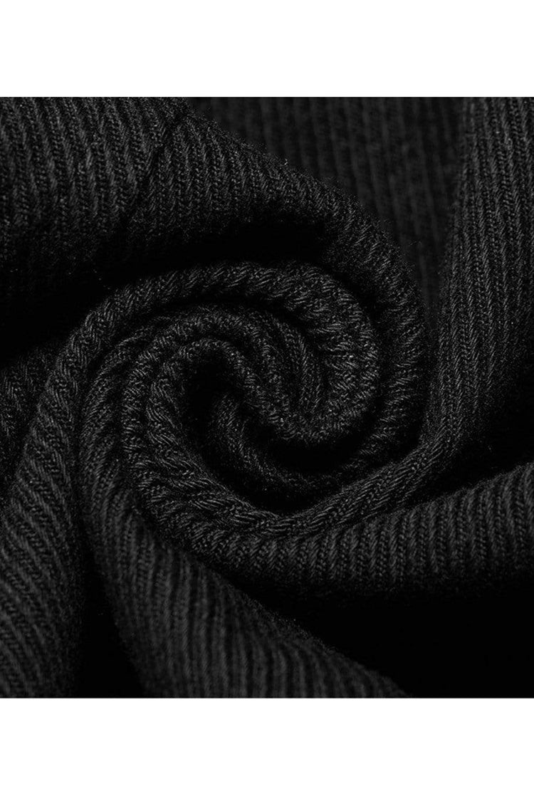 Black Punk Elastic Twill Fabric Featured Flap Pocket Metal Accessories Sleeveless Vest