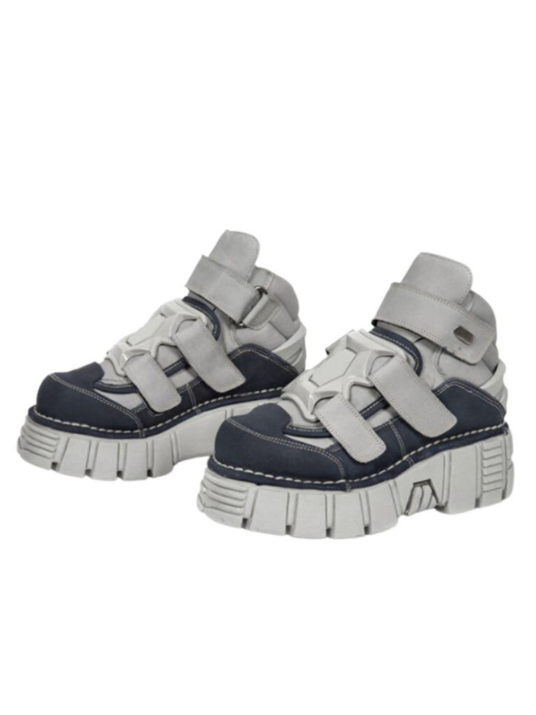 Metal Velcro High Top Platform Sneakers Shoes
