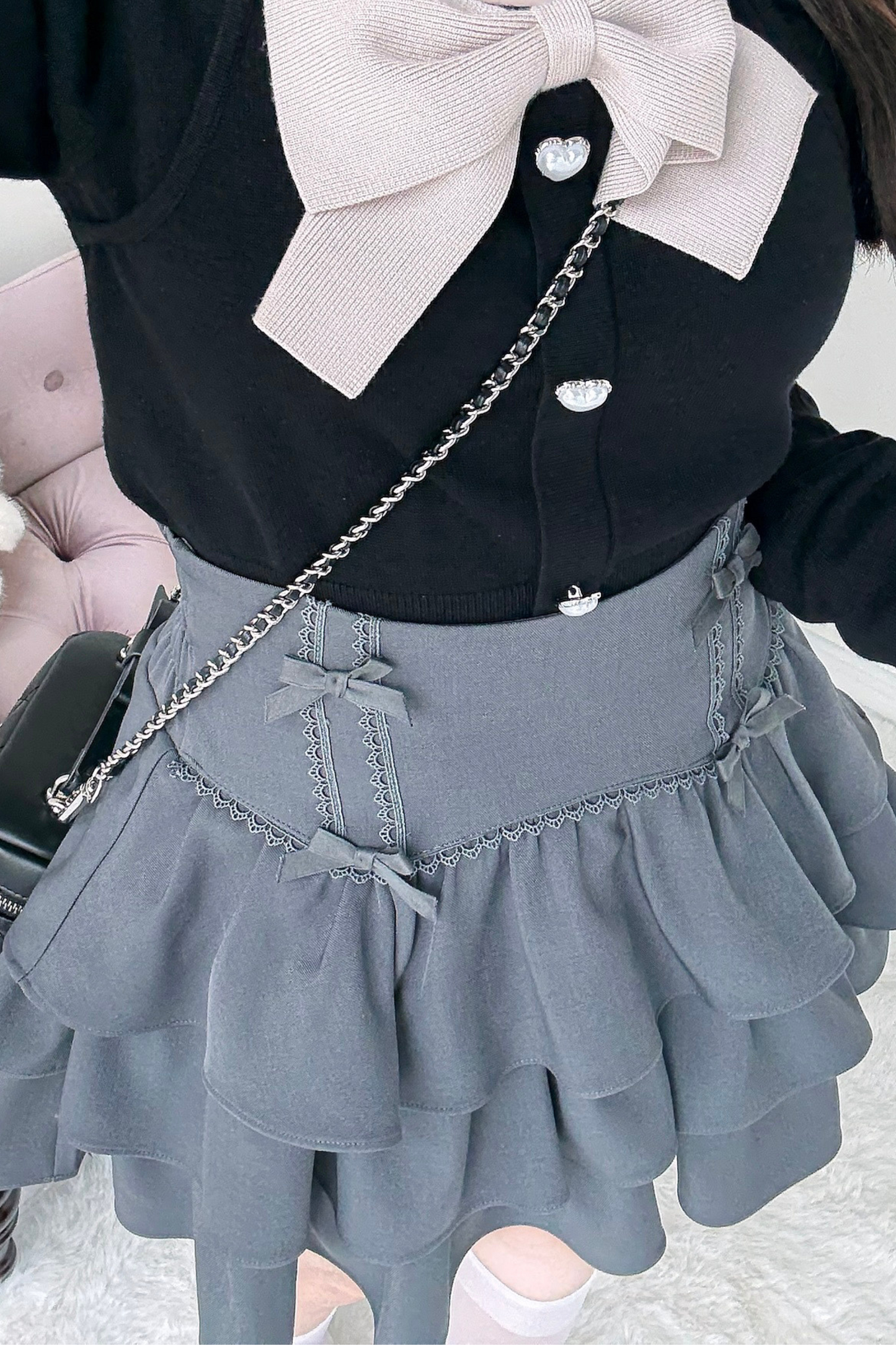 Big Ribbon Knit Top + Skirt