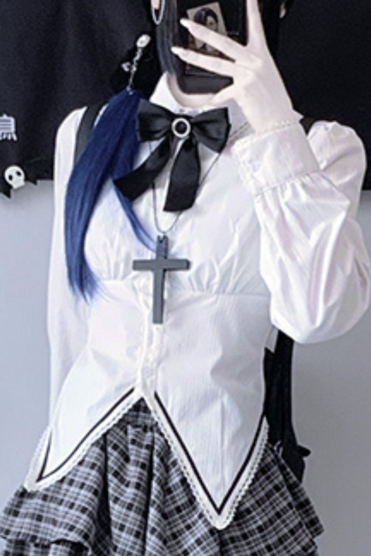 Gothic Style Shirt + Plaid Skirt + Ribbon + Necktie