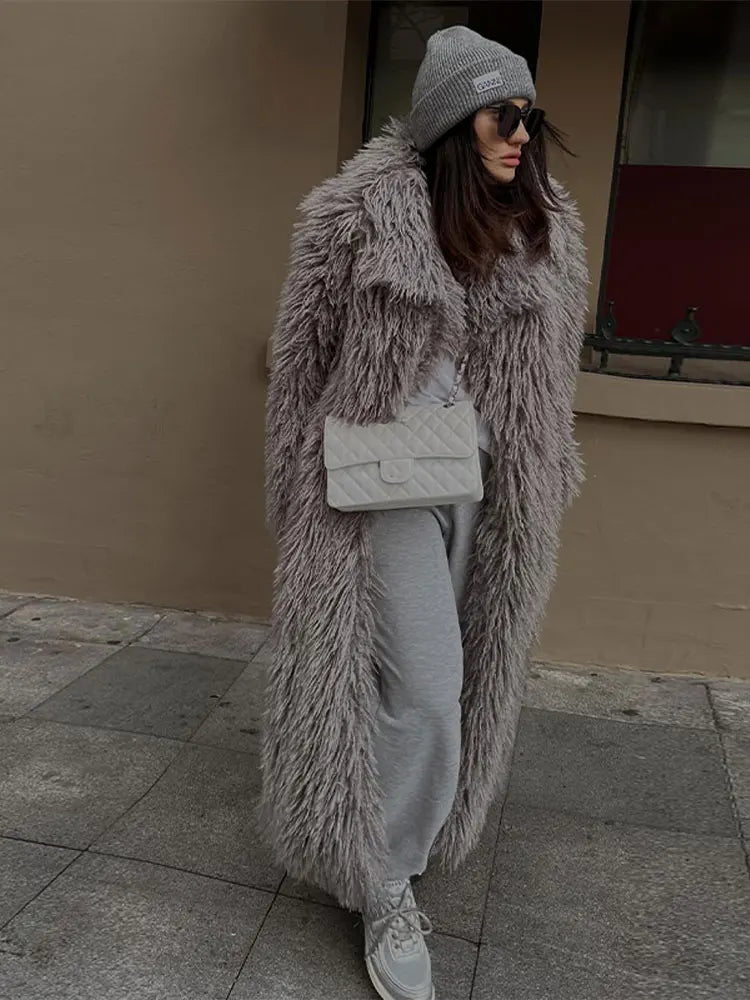 Fluffy Overcoat Gray