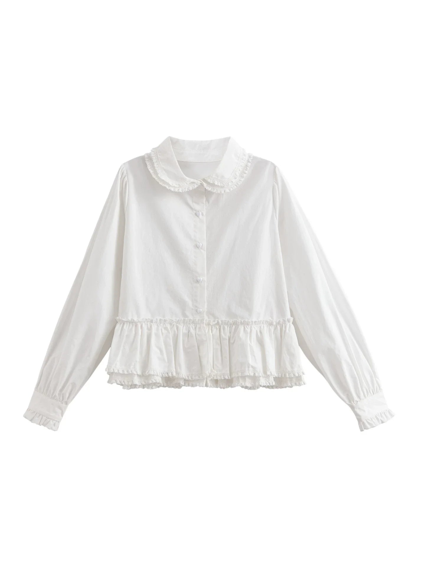 Double Layer Lace Doll Collar Blouse