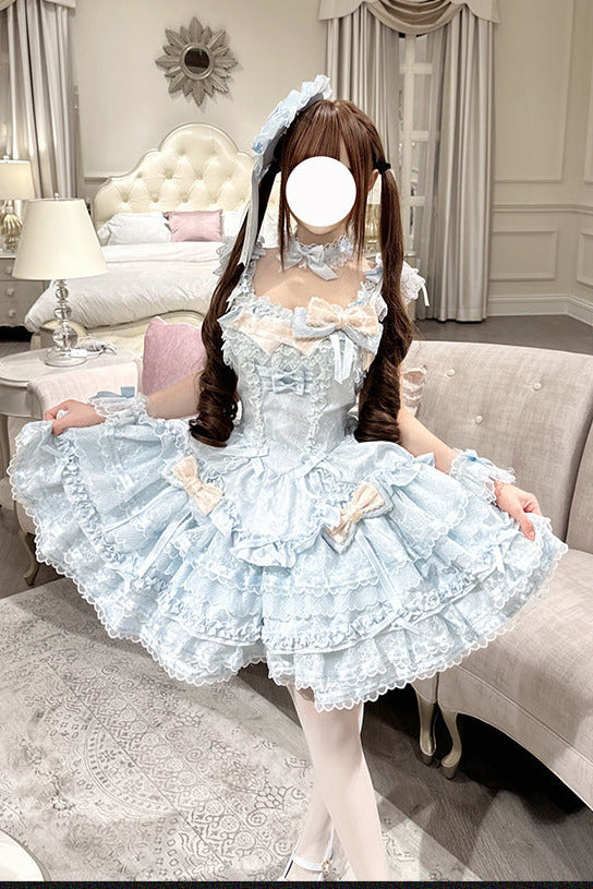 Tricolor Dark Gothic Ribbon Dress + Accessories