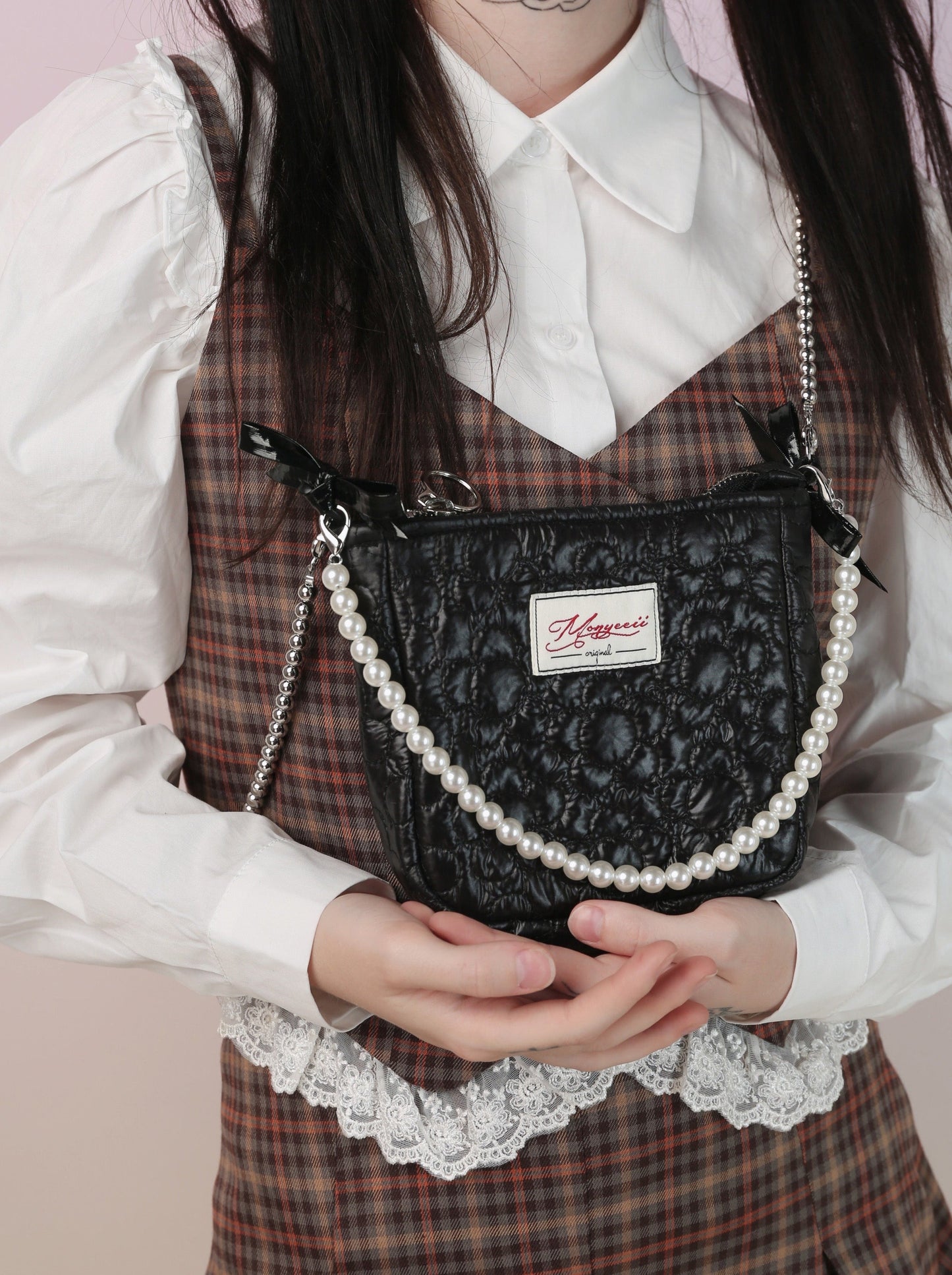 Sweet Fairy Embroidery Pearl Strap Mini Shoulder Bag