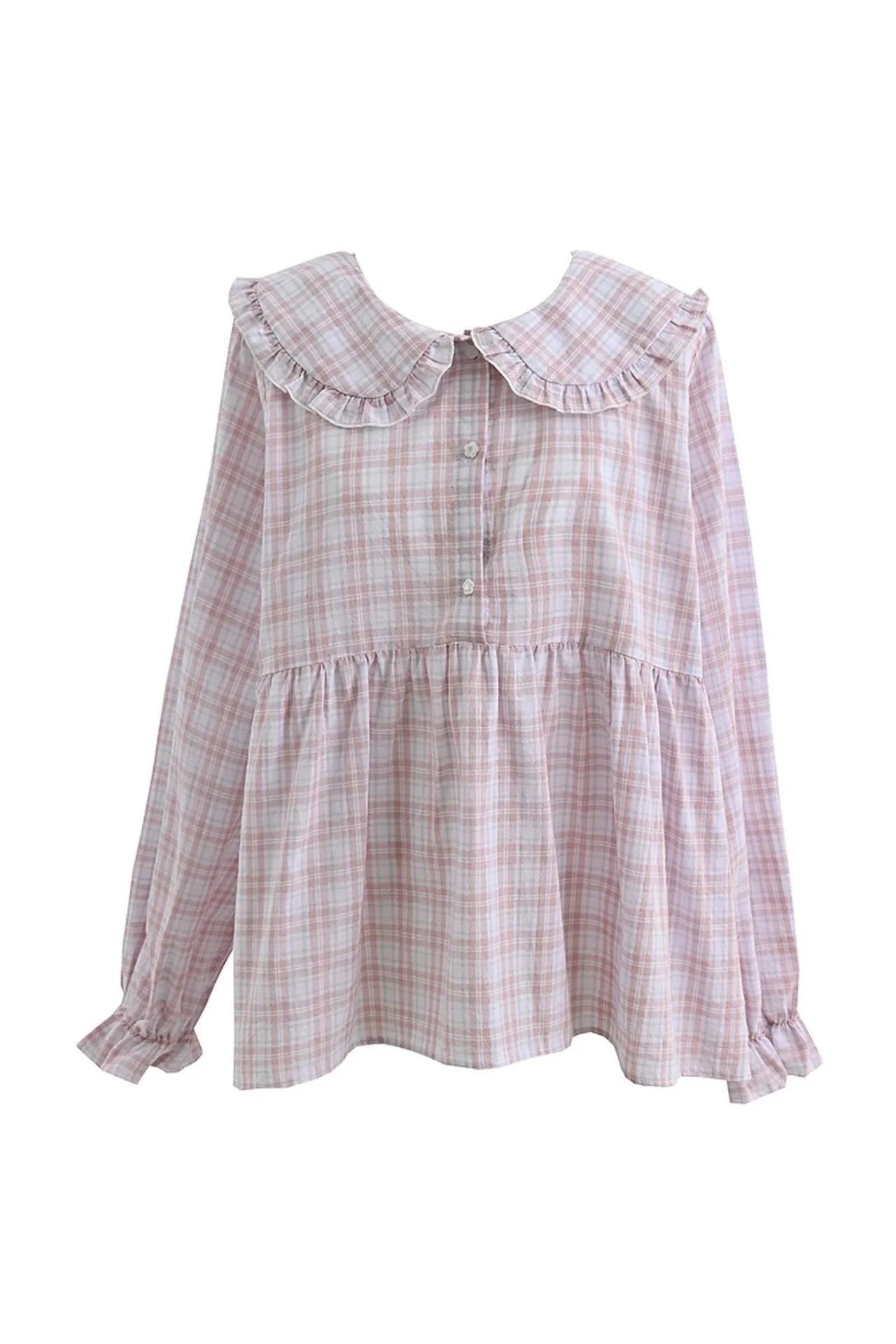 Pink Plaid Cotton Blouse