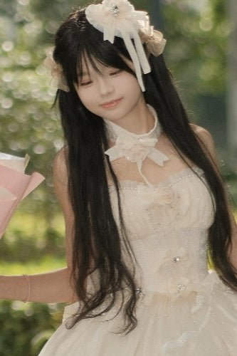 Tube Top Lolita Dress + Sleeves + Head Accessory