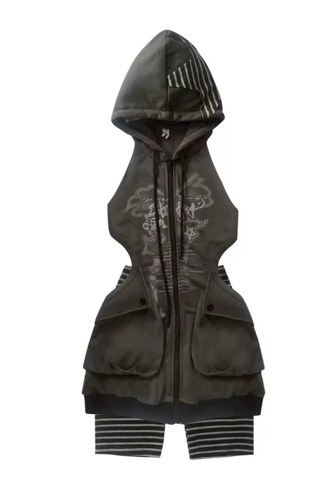 Sleeveless Hoodie Zip Dress
