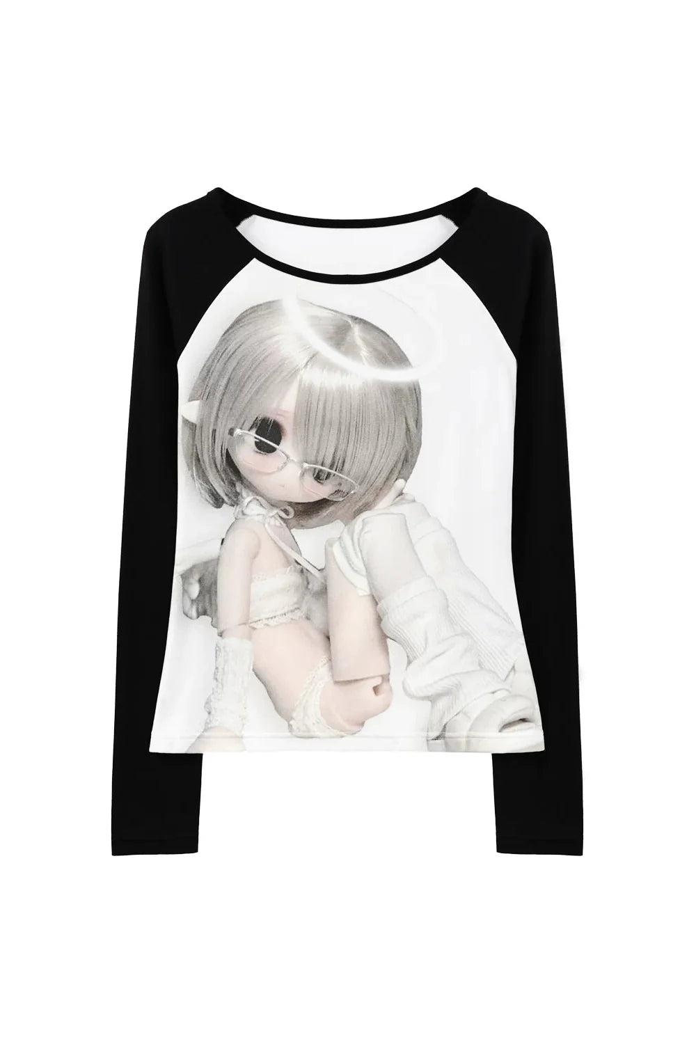 Black and White Raglan Top + Pleated Skirt