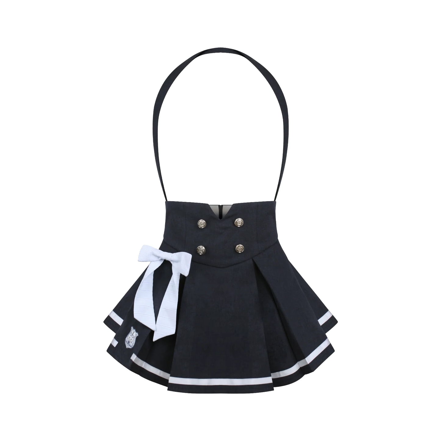 Fiservani Blue Shirt With Tie Badge + Blue Strap Skirt