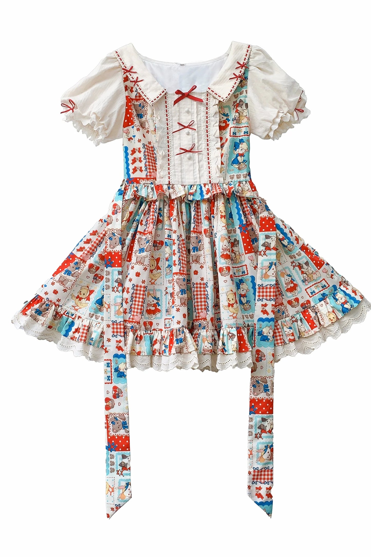 Retro Pop Doll Patchwork Dress
