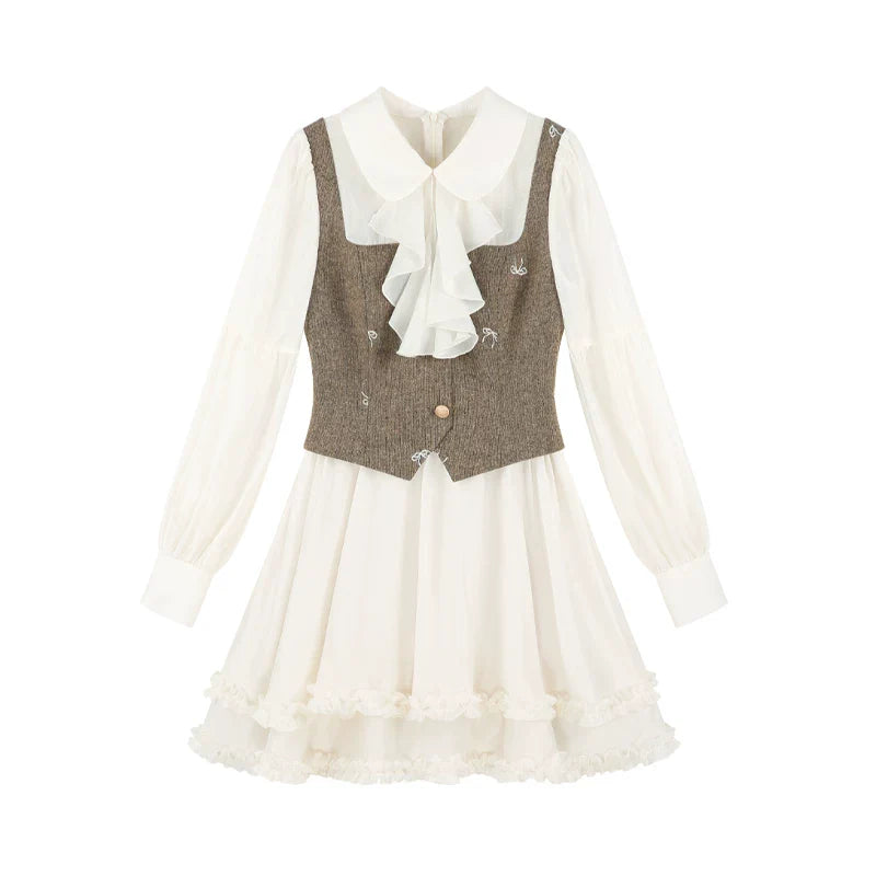 French Niche Faux Two Piece Dress