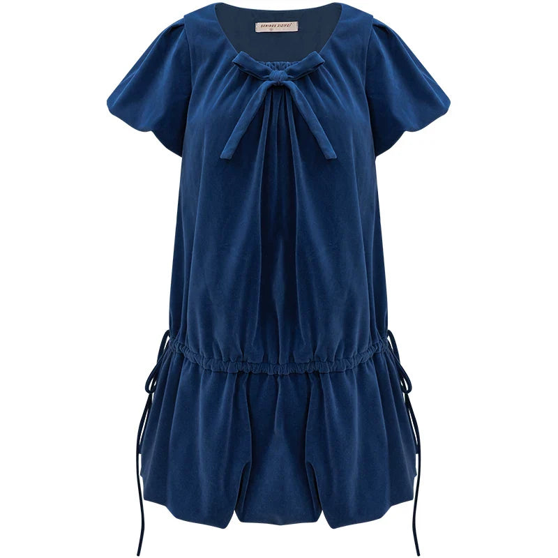 Dark Blue Velvet Dress