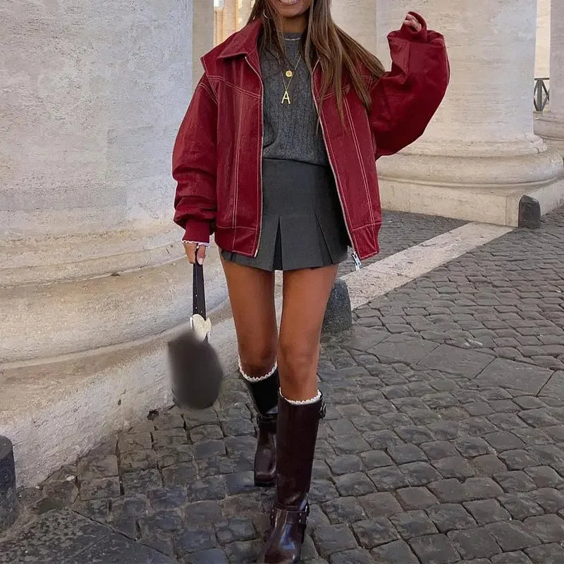Leather Jacket Red