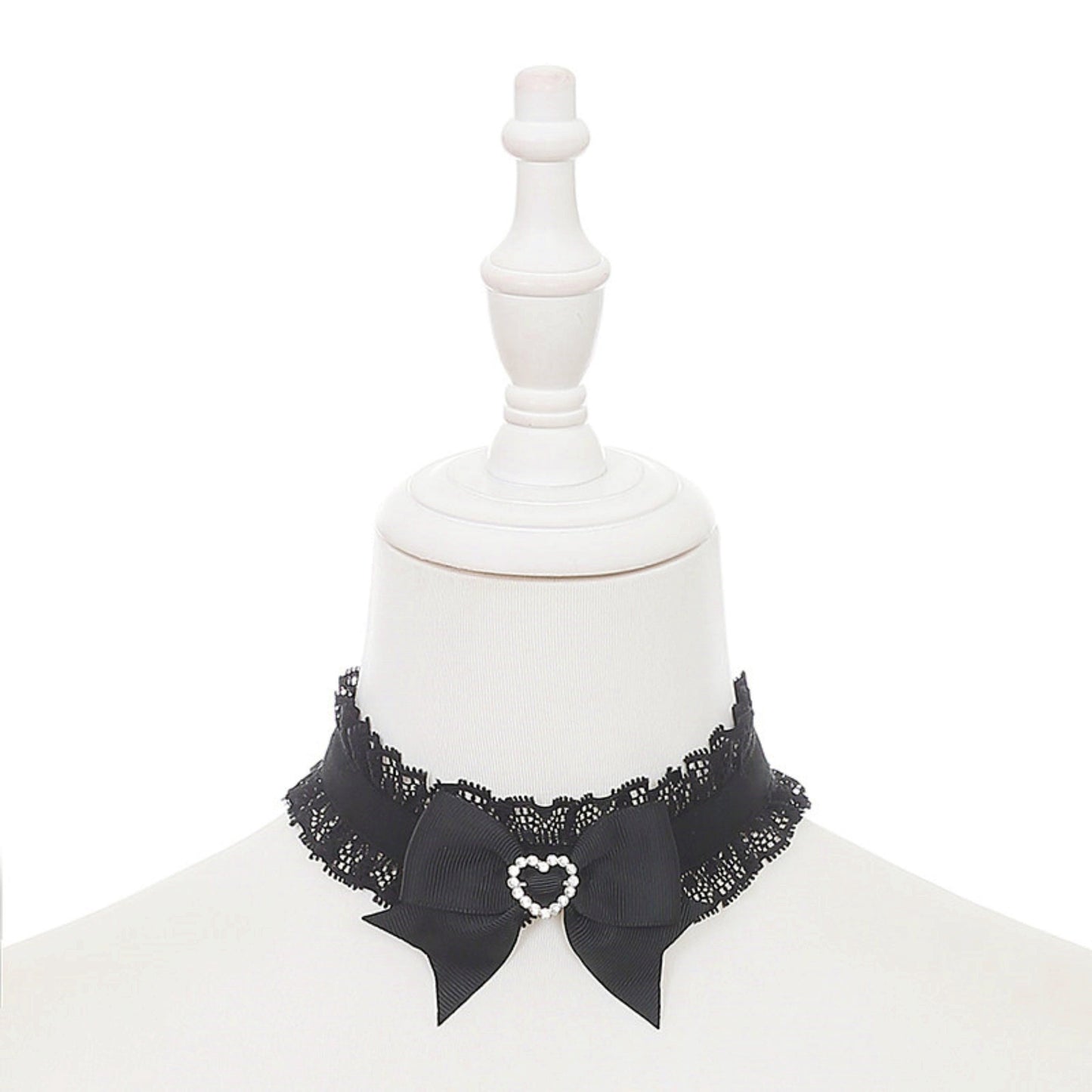 Off-shoulder Dark Kawaii Lace Dress + Neck Ring