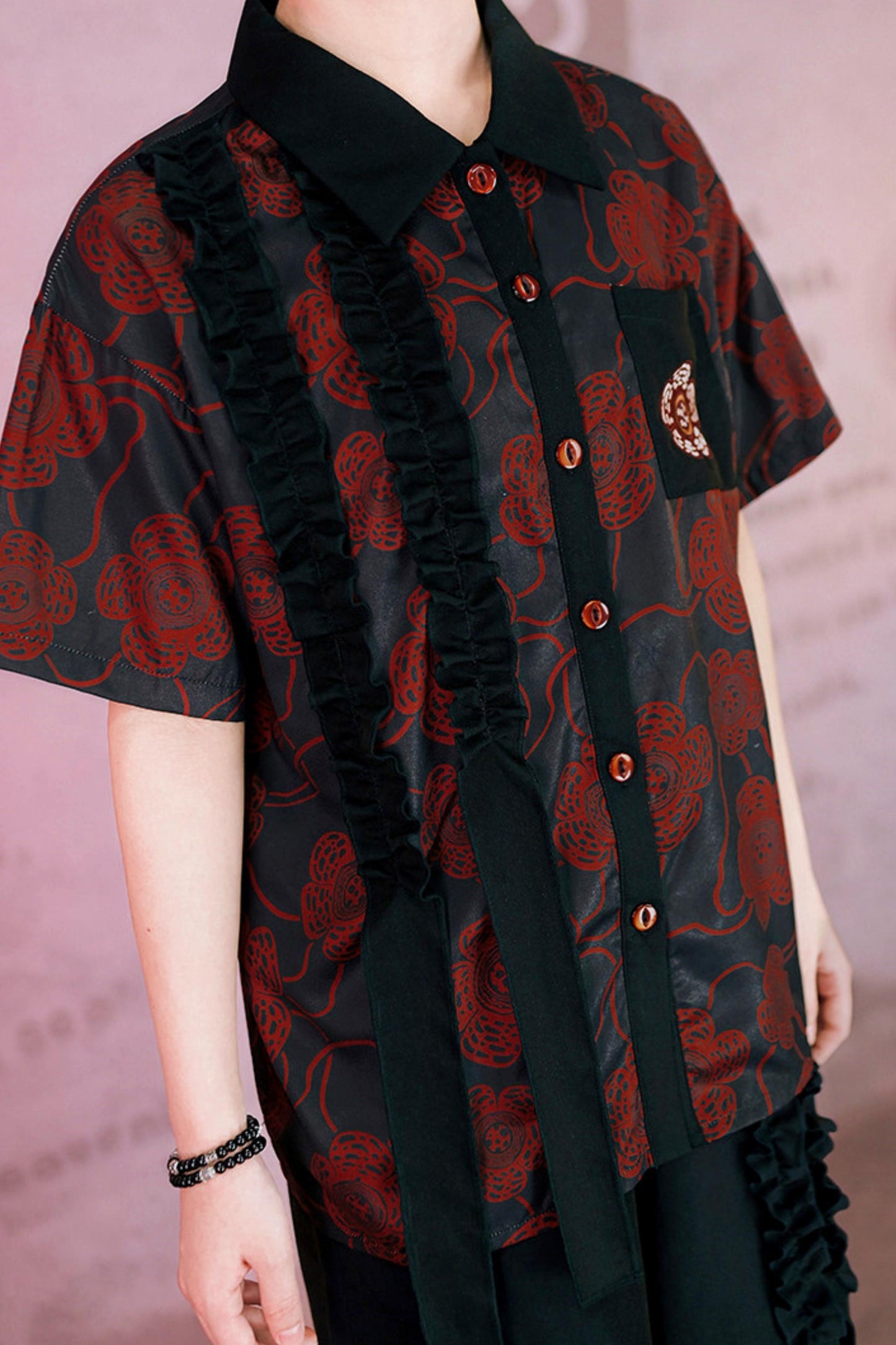 Color Blocked Lace Blouse