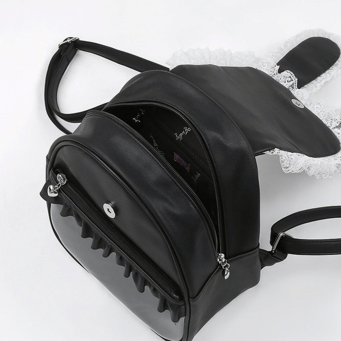 Lace-up Dark Kawaii T-shirt + Skirt + Bag + Hair Accessories
