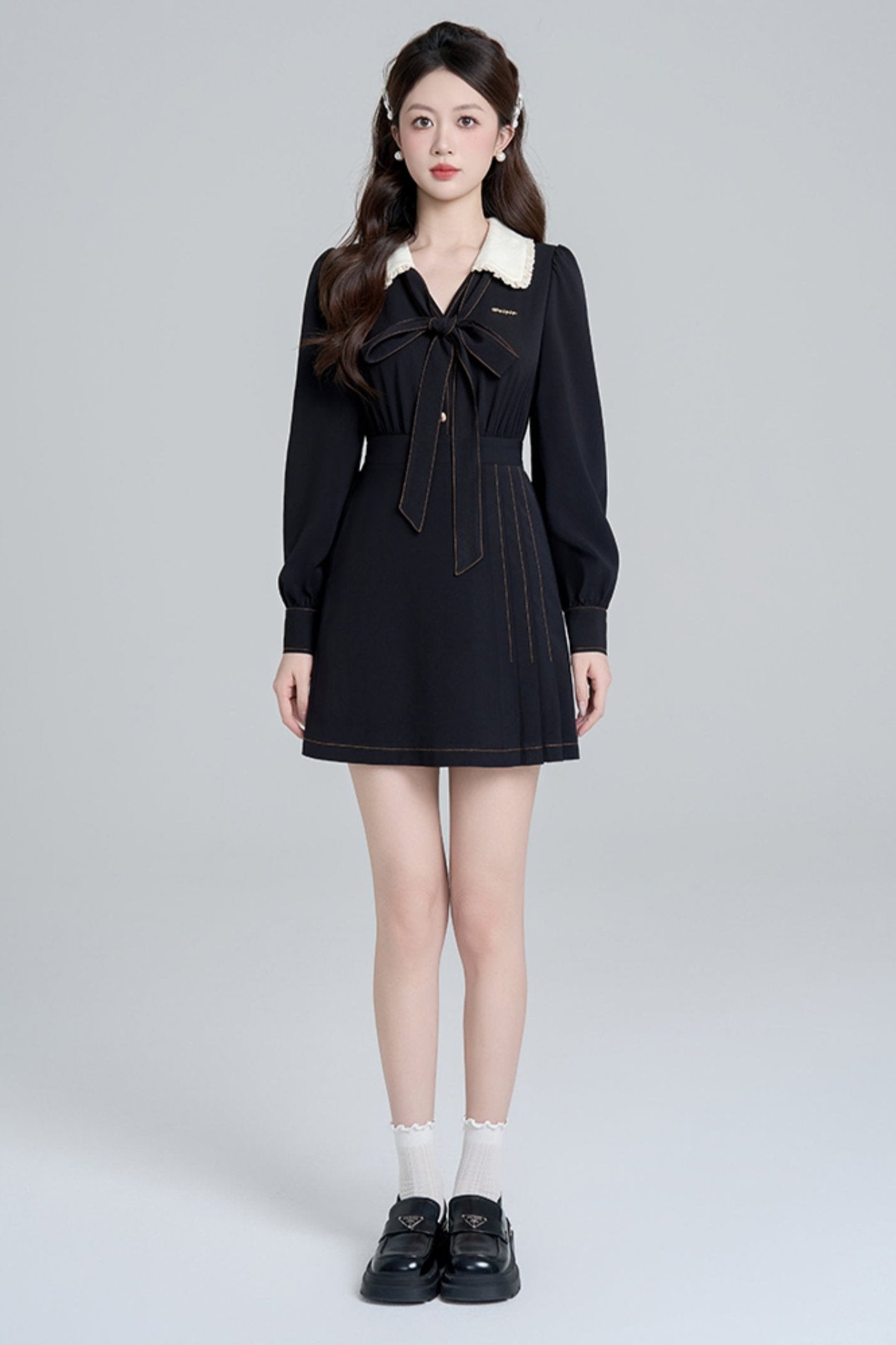 Temperament Black Doll Collar Dress