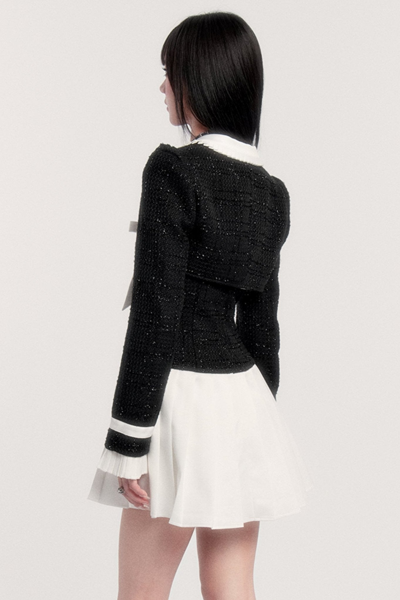 Bow Contrast Two-piece Short Set