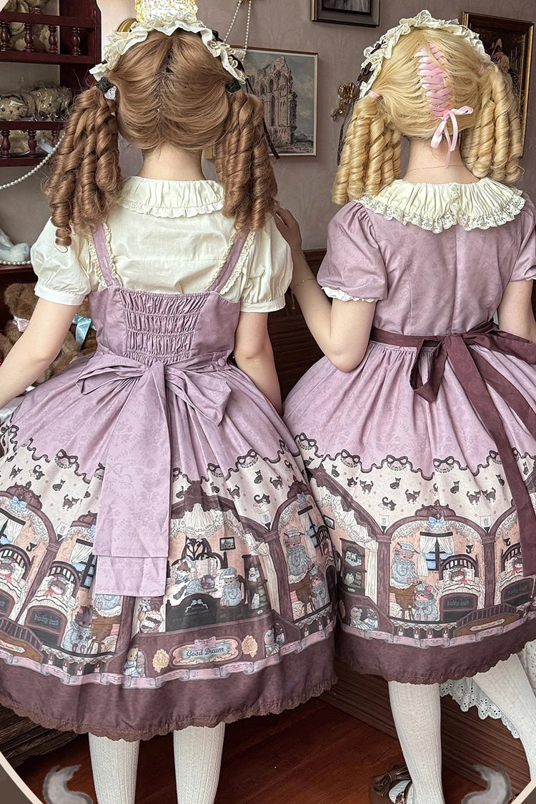 Pink/purple Bear Print Bowknot Classic Lolita Jsk Dress