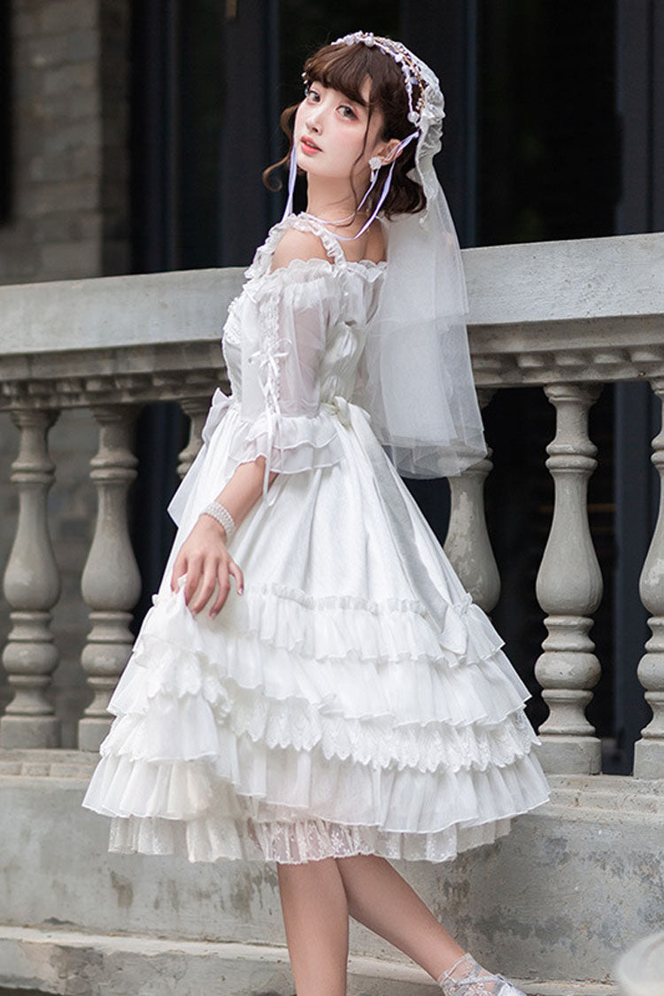 White Venus's Kiss Ruffled Multi-layer Hanayome Classic Lolita Dress