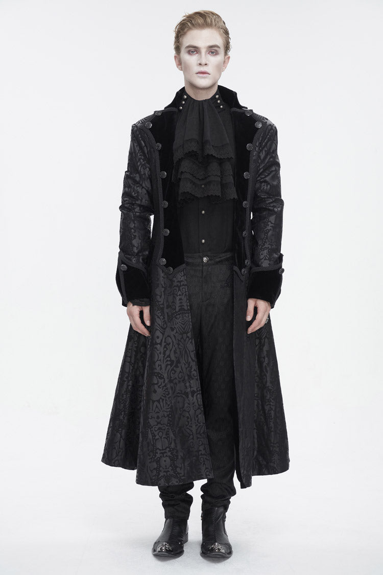 Black Puff Sleeved Ruffled Lace Splice Gothic Shirt
