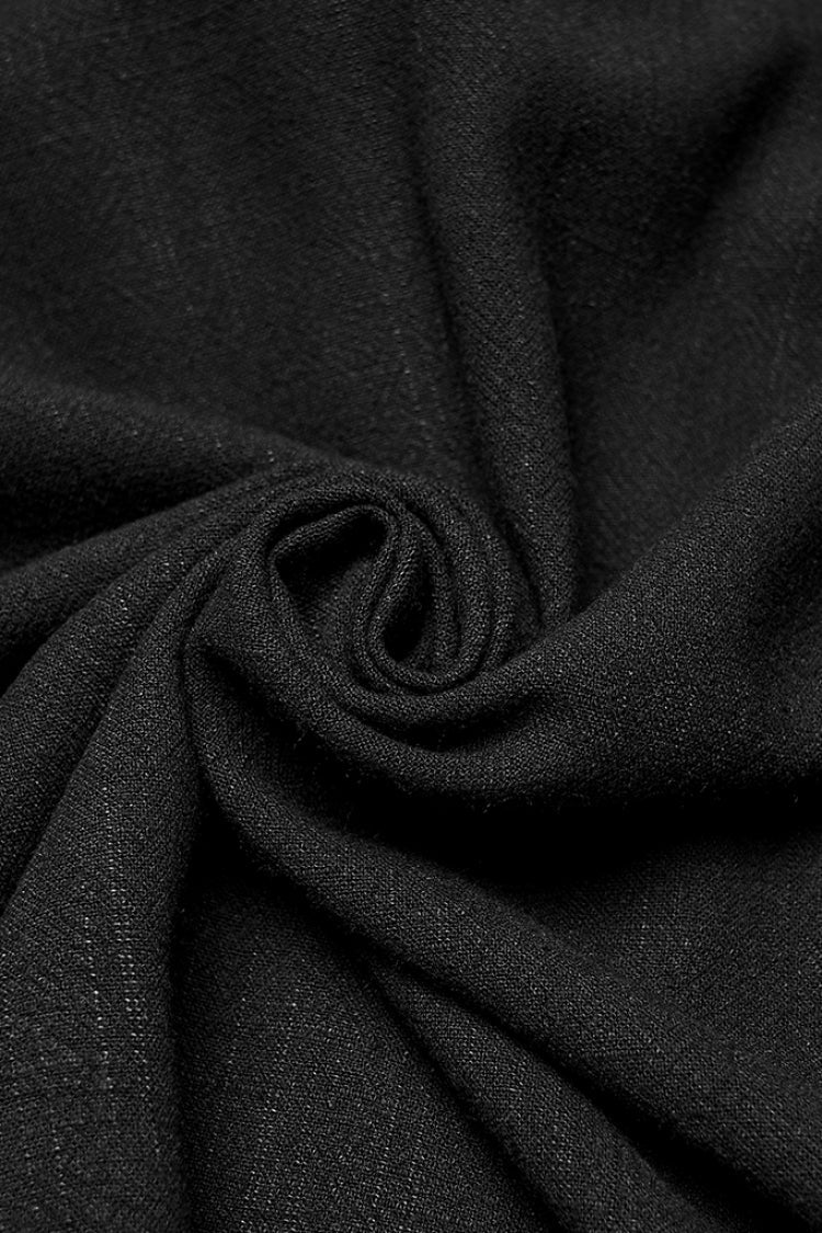 Black Stand Collar Long Lantern Sleeves Jacquard Gothic Blouse