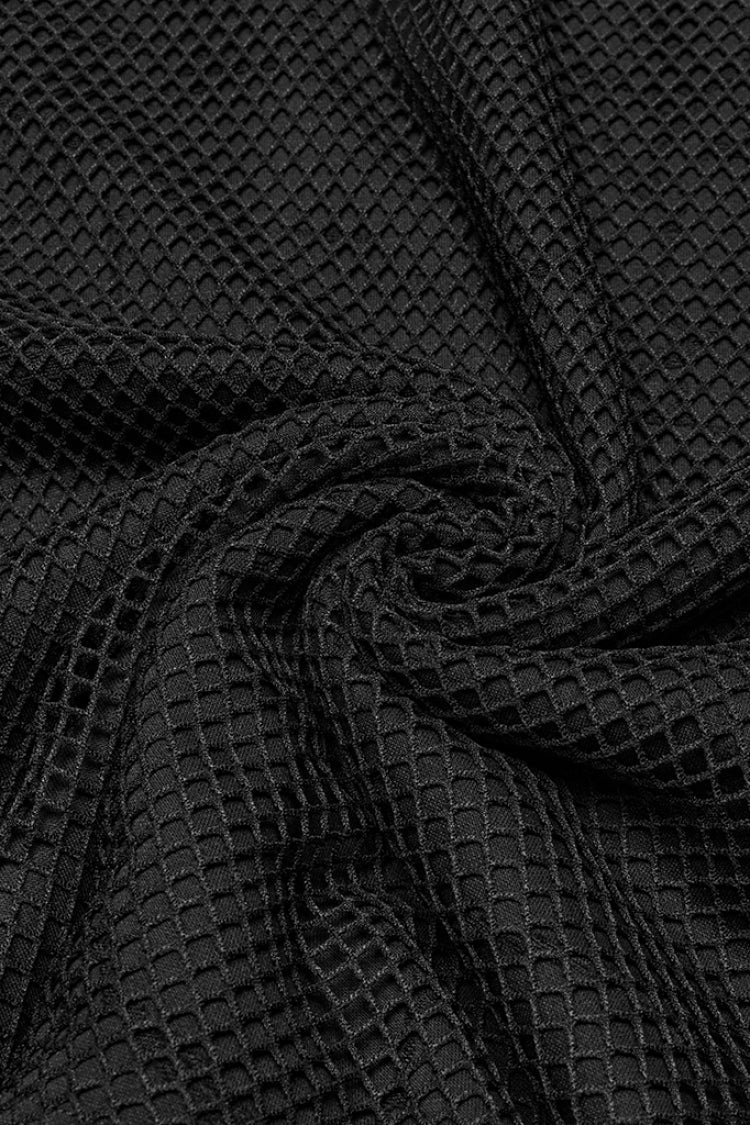 Black Round Collar Sleeveless Stitching Mesh Ripped Punk Vest