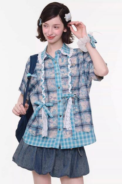 Y2k Plaid Oversized Shirt