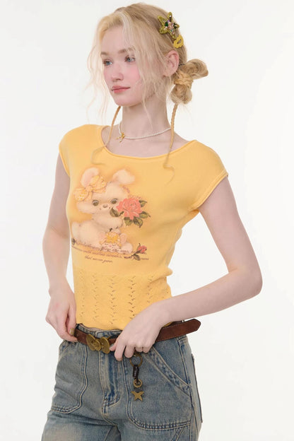 Sweet Rabbit Print Top