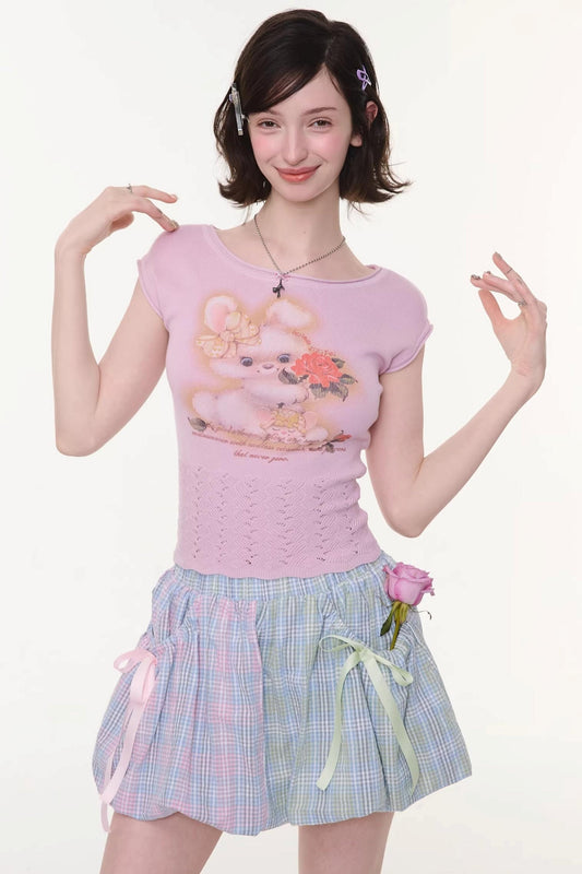 Sweet Rabbit Print Top
