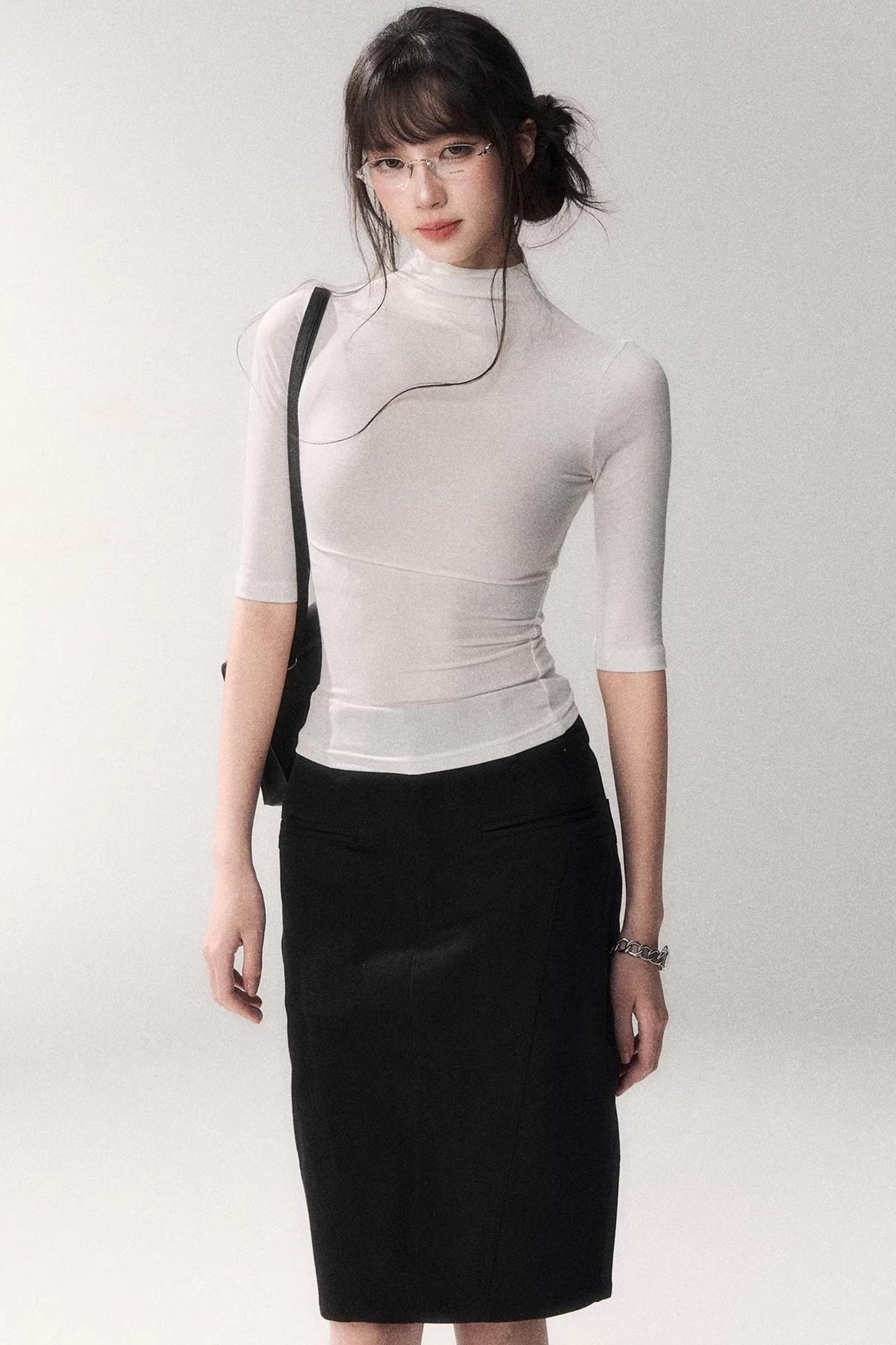 Retro Mid-sleeve Slim Top