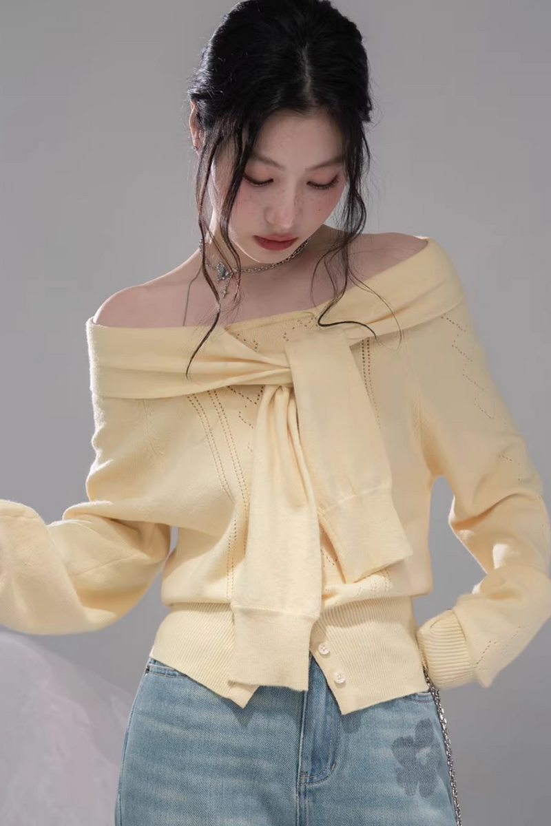 Milky Yellow One-shoulder Top
